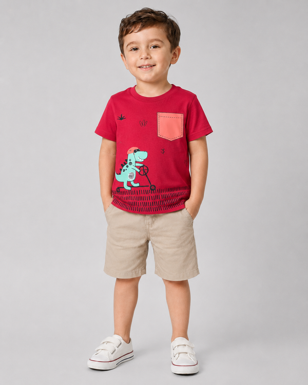 Camiseta Infantil Dino 100% Algodão | Banho de Chuva