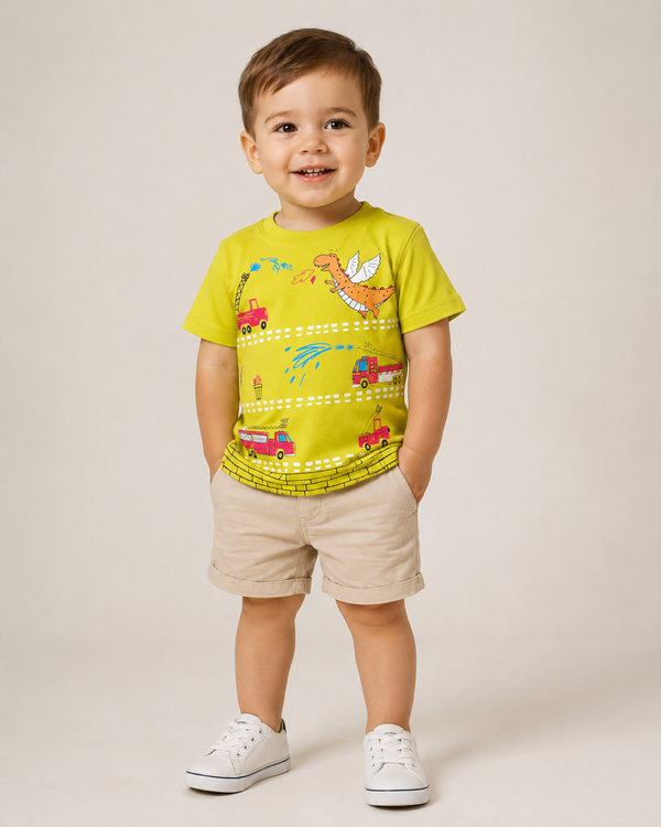 Camiseta Infantil Bombeiros Algodão | Banho de Chuva