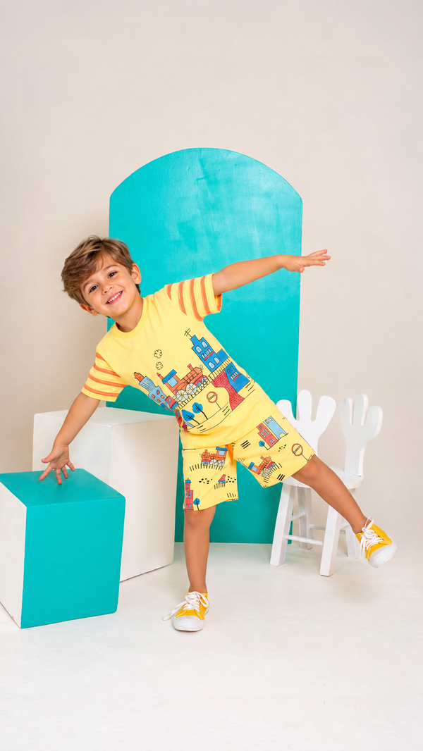Camiseta Infantil Locomotiva Estampada | Banho de Chuva