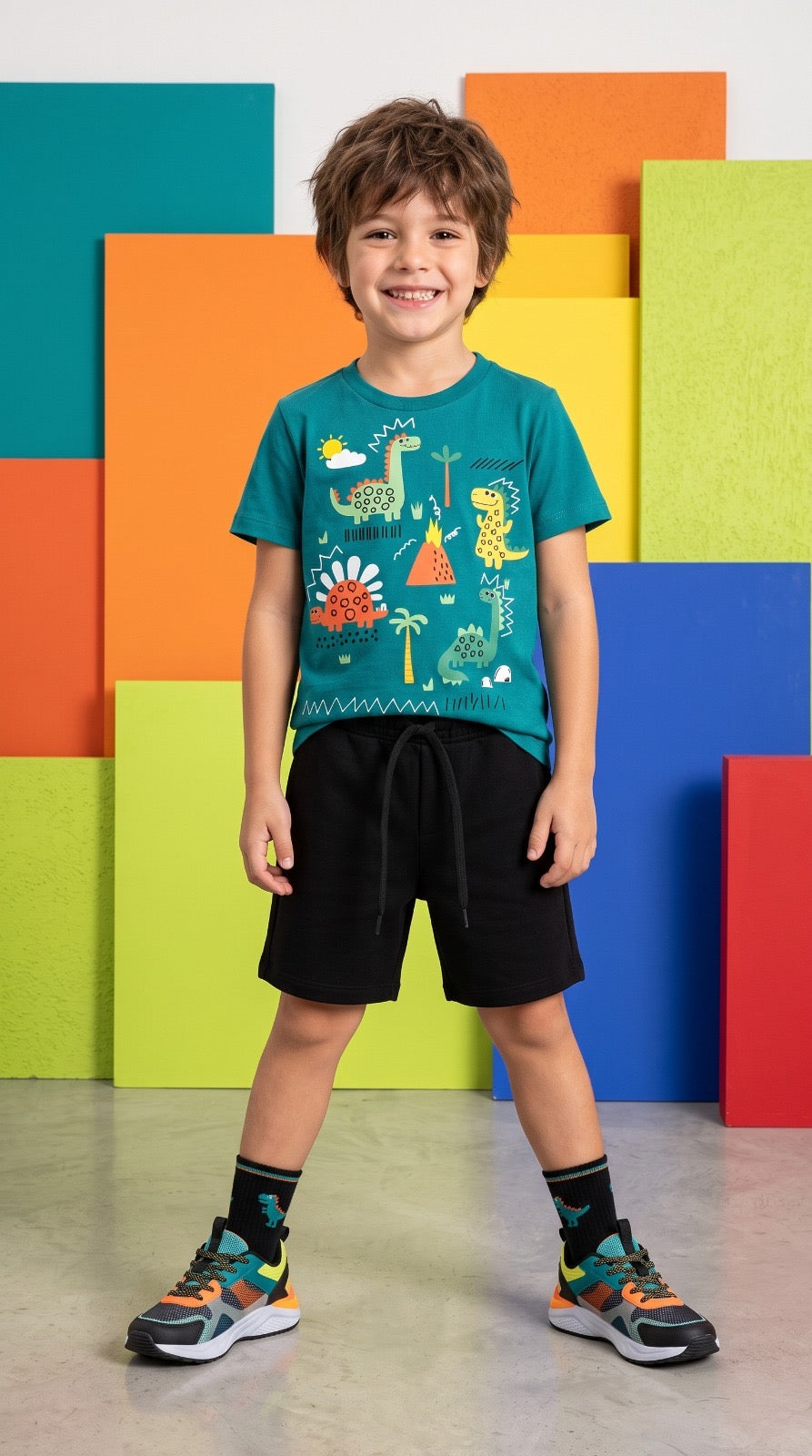 Camiseta Infantil Dino Camp | Banho de Chuva