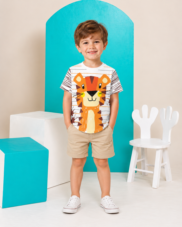Camiseta Infantil Tigre Donos da Bagunça | Banho de Chuva