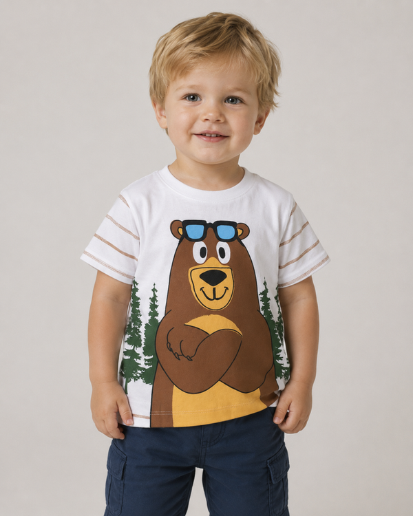Camiseta Infantil Urso 100% Algodão | Banho de Chuva