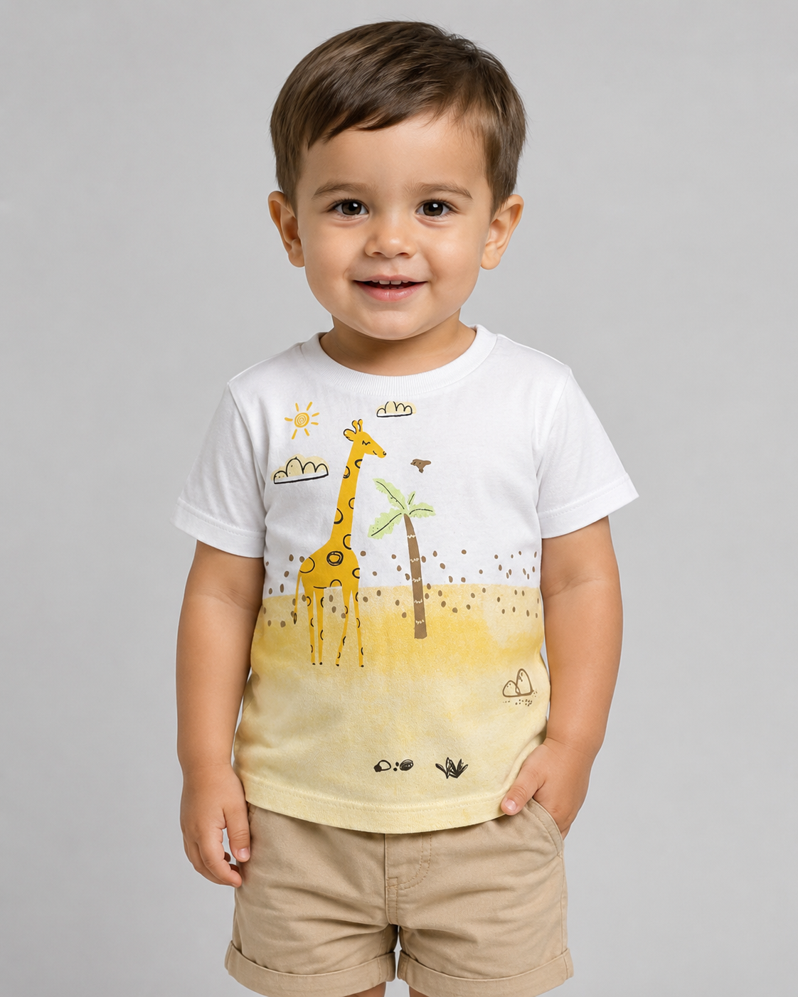 Camiseta Infantil Girafa 100% Algodão | Banho de Chuva