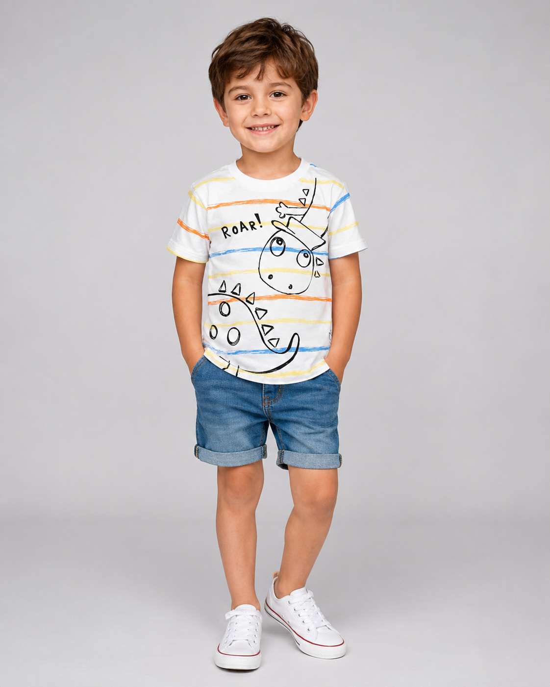 Camiseta Infantil Dino 100% Algodão | Banho de Chuva