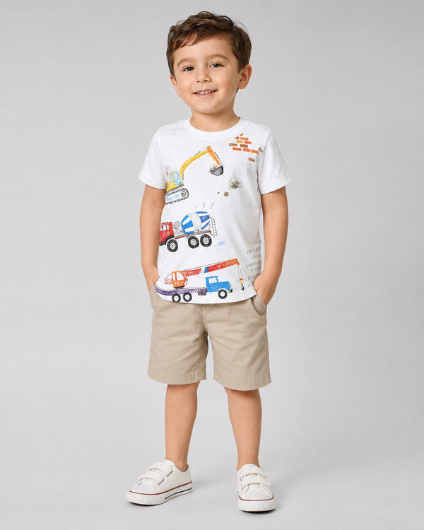 Camiseta Infantil Construção Algodão | Banho de Chuva