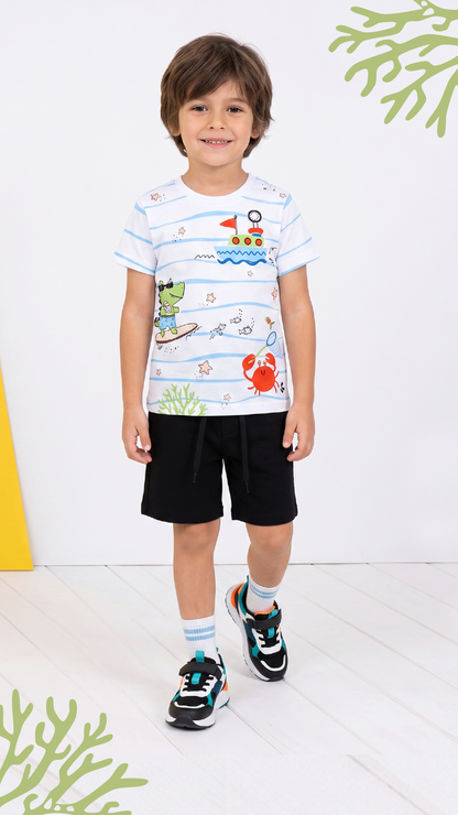 Camiseta Infantil Férias Jacaré | Banho de Chuva