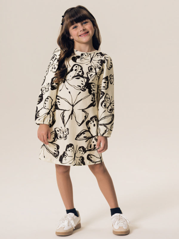 Vestido Infantil Borboletas Manga Longa | Banho de Chuva