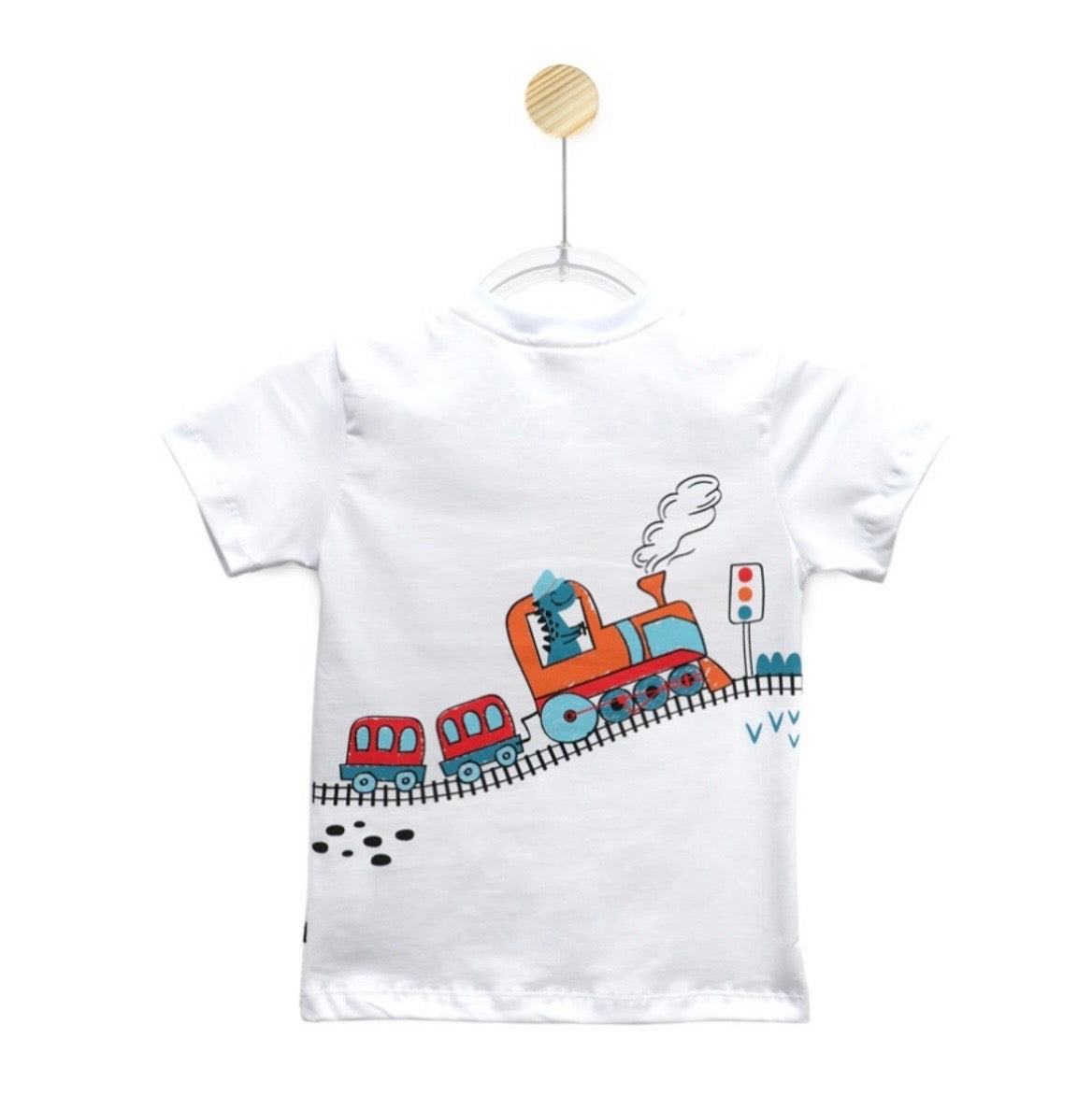 Camiseta Infantil Locomotiva Estampada | Banho de Chuva