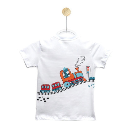 Camiseta Infantil Locomotiva Estampada | Banho de Chuva