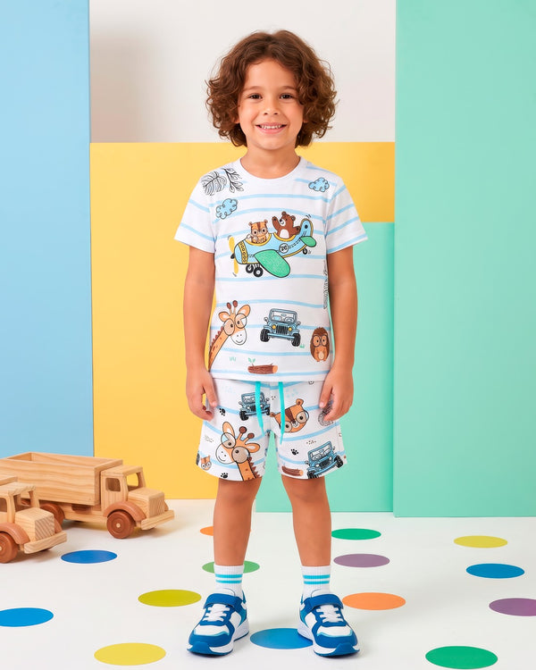 Camiseta Infantil Avião no Safari | Banho de Chuva